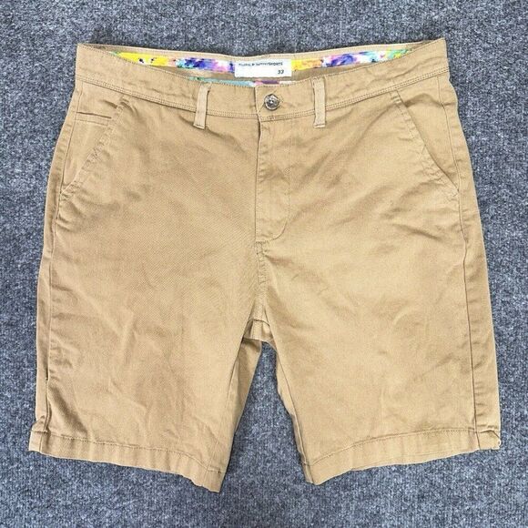 Hudson & Barrow Shorts Mens 33 (36) Tan Chino Mid Rise Flat Front 8.5" Inseam‎ - Picture 1 of 9